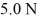 If a 5.0 kg box is pulled simultaneously by a 10.0 N force and a   force,then its acceleration must be A)  3.0 m/s<sup>2</sup>. B)  2.2 m/s<sup>2</sup>. C)  1.0 m/s<sup>2</sup>. D)  We cannot tell from the information given.