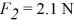 The figure shows two forces acting at right angles on an object.They have magnitudes   and   .What third force will cause the object to be in equilibrium (acceleration equals zero) ?   A)  6.6 N at 162° counterclockwise from   <sub>1</sub> B)  6.6 N at 108° counterclockwise from   <sub>1</sub> C)  4.2 N at 162° counterclockwise from   <sub>1</sub> D)  4.2 N at 108° counterclockwise from   <sub>1</sub>