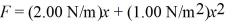 An unusual spring has a restoring force of magnitude   ,where x is the stretch of the spring from its equilibrium length.A 3.00-kg object is attached to this spring and released from rest after stretching the spring 1.50 m.If the object slides over a frictionless horizontal surface,how fast is it moving when the spring returns to its equilibrium length? A)  2.06 m/s B)  4.33 m/s C)  3.27 m/s D)  5.48 m/s E)  1.50 m/s