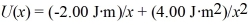 Consider the motion of a 1.00-kg particle that moves with potential energy given by   .Suppose the particle is moving with a speed of   when it is located at x = 1.00 m.What is the speed of the object when it is located at   ? A)  2.13 m/s B)  3.00 m/s C)  4.68 m/s D)  3.67 m/s