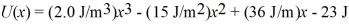 The potential energy for a certain mass moving in one dimension is given by   .Find the location(s) where the force on the mass is zero. A)  4.0 m, 5.0 m B)  1.0 m C)  2.0 m, 3.0 m D)  3.0 m, 5.0 m