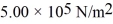 On planet X,the absolute pressure at a depth of 2.00 m below the surface of a liquid nitrogen lake is .At a depth 5.00 m below the surface,the absolute pressure is .The density of liquid nitrogen is 808 kg/m<sup>3</sup>. (a)What is the atmospheric pressure on planet X? (b)What is the acceleration due to gravity on planet X?