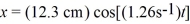 The position of an object that is oscillating on an ideal spring is given by the equation   .At time   , (a)how fast is the object moving? (b)what is the magnitude of the acceleration of the object?