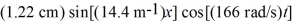 A thin taut string is fixed at both ends and stretched along the horizontal x-axis with its left end at x = 0.It is vibrating in its third OVERTONE,and the equation for the vertical displacement of any point on the string is y(x,t)=   . (a)What are the frequency and wavelength of the fundamental mode of this string? (b)How long is the string? (c)How fast do waves travel on this string?
