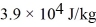 <strong>A substance has a melting point of 20°C and a heat of fusion of .The boiling point is and the heat of vaporization is at a pressure of 1.0 atm.The specific heats for the solid,liquid,and gaseous phases are 600 J/(kg • K),1000 J/(kg • K),and 400 J/(kg • K),respectively.The quantity of heat required to raise the temperature of of the substance from to at a pressure of 1.0 atm,is closest to</strong> A) 620 kJ. B) 470 kJ. C) 560 kJ. D) 210 kJ. E) 770 kJ.