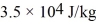 <strong>A substance has a melting point of 20°C and a heat of fusion of .The boiling point is 150°C and the heat of vaporization is at a pressure of 1.0 atm.The specific heats for the solid,liquid,and gaseous phases are , ,and ,respectively.The quantity of heat given up by 0.50 kg of the substance when it is cooled from 170°C to 88°C,at a pressure of 1.0 atmosphere,is closest to</strong> A) 70 kJ. B) 14 kJ. C) 21 kJ. D) 30 kJ. E) 44 kJ.