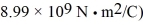 A hollow conducting spherical shell has radii of 0.80 m and 1.20 m,as shown in the figure.The sphere carries a net excess charge of -500 nC.A point charge of +300 nC is present at the center.   =   The radial component of the electric field at a point that is 1.50 m from the center is closest to   A)  +1200 N/C. B)  +2000 N/C. C)  -800 N/C. D)  -1600 N/C. E)  -2000 N/C.
