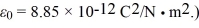 A parallel-plate capacitor consists of two parallel,square plates that have dimensions 1.0 cm by 1.0 cm.If the plates are separated by   and the space between them is filled with teflon,what is the capacitance of this capacitor? (The dielectric constant for teflon is 2.1,and   A)  1.9 pF B)  0.44 pF C)  2.1 pF D)  0.89 pF