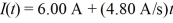 The current in a wire varies with time according to the equation   ,where t is in seconds.How many coulombs of charge pass a cross section of the wire in the time period between   and  