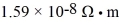 A silver wire with resistivity   carries a current density of   What is the magnitude of the electric field inside the wire? A)  0.064 V/m B)  2.5 V/m C)  0.040 V/m D)  0.10 V/m