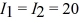 The figure shows two long,parallel current-carrying wires.The wires carry equal currents   A in the directions indicated and are located a distance d = 0.5 m apart.Calculate the magnitude and direction of the magnetic field at the point P that is located an equal distance d from each wire.     A)  8 µT downward B)  8 µT upward C)  4 µT downward D)  4 µT upward E)  4 µT to the right