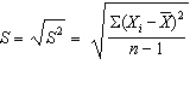 The following formula is the formula for calculating the ______ .   A)  standard error of the mean B)  standard deviation C)  standard normal distribution D)  variance