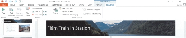 <strong> Referring to the accompanying figure, checking the ____ check box would cause the video to fill the screen during the slide show.</strong> A)Play Full Screen B)Hide While Not Playing C)Loop until Stopped D)Start