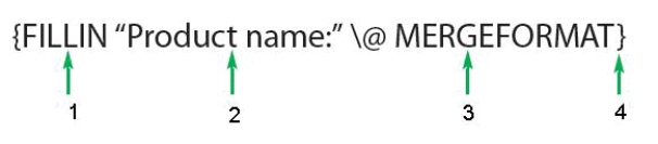 <strong> The item marked 3 in the accompanying figure is a(n) ____.</strong> A) field name B) prompt C) switch D) instruction