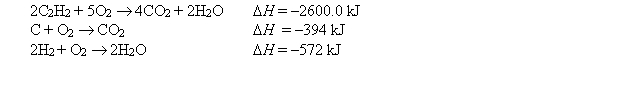 At 25°C, the following heats of reaction are known:   At the same temperature, calculate <font face= symbol ></font>H for the following reaction:   A)  -2422kJ B)  -226 kJ C)  226 kJ D)  2422 kJ E)  none of these 