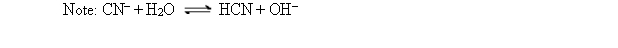 If K<sub>a</sub> for HCN is 6.2 <font face= symbol ></font> 10<sup>-</sup><sup>10</sup>, what is K<sub>b</sub> for CN<sup>-</sup>?   A)  6.2 <font face= symbol ></font> 10<sup>-</sup><sup>24</sup> B)  6.2 <font face= symbol ></font> 10<sup>4</sup> C)  1.6 <font face= symbol ></font> 10<sup>-</sup><sup>5</sup> D)  1.6 <font face= symbol ></font> 10<sup>23</sup> E)  none of these 