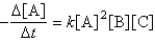  Consider the reaction 3A + B + C  \rightarrow D + E Where the rate law is defined as   An experiment is carried out where [B]<sub>0</sub> = [C]<sub>0</sub> = 1.00 M and [A]<sub>0</sub> = 2.46 *10<sup>-</sup><sup>4</sup> M. After 2.96 min, [A] = 3.30 *10<sup>-</sup><sup>5</sup> M. What is the value of k? A)  8.34 *10<sup>7</sup> L<sup>3</sup>/mol<sup>3</sup> • s B)  4.00* 10<sup>-</sup><sup>7</sup> L<sup>3</sup>/mol<sup>3</sup> • s C)  2.13 * 10<sup>-</sup><sup>5</sup> L<sup>3</sup>/mol<sup>3</sup> • s D)  1.48 * 10<sup>2</sup> L<sup>3</sup>/mol<sup>3</sup> • s E)  8.86 *10<sup>3</sup> L<sup>3</sup>/mol<sup>3</sup> • s  