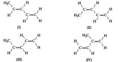Consider the following four compounds:   Which of these compounds would have the same physical properties (melting point, boiling point, density, and so on) ? A)  I and IV B)  I and II C)  I and III D)  III and IV E)  II and III