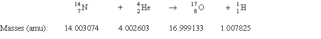 Consider the following process:   Which statement describes ΔE for the process? A)  1.15 × 10<sup>11</sup> J/mol is released. B)  1.15 × 10<sup>14</sup> J/mol is released. C)  1.15 × 10<sup>18</sup> J/mol is absorbed. D)  1.15 × 10<sup>11</sup> J/mol is absorbed. E)  none of these