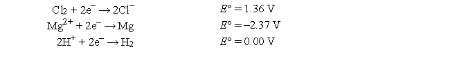 Which of the following is the best reducing agent?   A)  Cl<sup>-</sup> B)  Cl<sub>2</sub> C)  H<sub>2</sub> D)  Mg E)  Mg<sup>2+</sup>