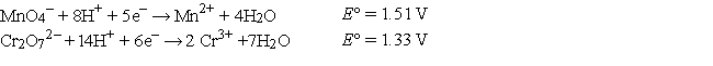 Refer to the galvanic cell below (the contents of each half-cell are written beneath each compartment) .   The standard reduction potentials are as follows:   -What is the cell potential at 25°C as read on the digital voltmeter? A)  0.18 V B)  2.58 V C)  0.59 V D)  0.10 V E)  0.26 V