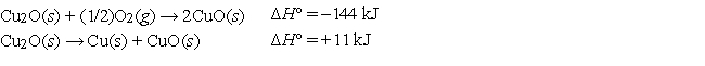 Given:   Calculate the standard enthalpy of formation of CuO(s) . A)  +299 kJ B)  +155 kJ C)  -166 kJ D)  -155 kJ E)  -299 kJ
