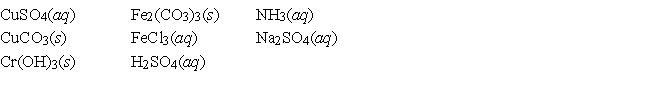Selecting from the following, indicate which reagents would be mixed to produce Cu(OH)<sub>2</sub>.  