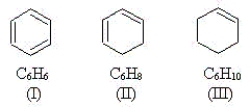 Use the molecules below to answer the next three questions.   -Which molecule(s) have equivalent C-C bonds throughout the molecule? A) I B) II C) III D) all of the above E) none of the above