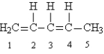 Given the following Lewis structure:   -How many electrons are shared between carbons 1 and 2? A) 0 B) 2 C) 4 D) 6 E) 8