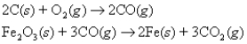Iron is produced from its ore by the reactions:   How many moles of O<sub>2</sub>(g) are needed to produce 4.6 moles of Fe(s) ? A) 2.3 mole O<sub>2</sub> B) 3.5 mole O<sub>2</sub> C) 4.6 mole O<sub>2</sub> D) 6.9 mole O<sub>2</sub> E) 13.8 mole O<sub>2</sub>