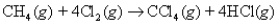 Consider the following reaction:   What mass of CCl<sub>4</sub> is formed by the reaction of 5.14 g of methane with an excess of chlorine? A) 12.3 g B) 0.54 g C) 791 g D) 49.3 g E) none of these