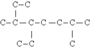The compound below is the carbon skeleton (minus any hydrogen atoms) of   Which of these phrases could be used to describe this compound? I.C<sub>12</sub>H<sub>26</sub> II.a substituted octane III.a compound with 3 tertiary carbons IV.a compound with 3 secondary carbons V.a compound with 2 isopropyl groups A) I,II,III B) II,III,IV C) III,IV,V D) II,IV,V E) I,II,III,IV