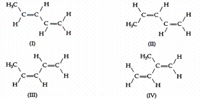 Consider the following four compounds:   Which are the same molecule? A) I and II B) I and III C) II and III D) III and IV E) I and IV