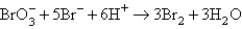 The balanced equation for the reaction of bromate ion with bromide ion in acidic solution is given by:   At a particular instant in time,the value of   is   mol/L s.What is the value of   in the same units? A)    B)    C)    D)    E)   