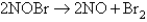  The reaction   exhibits the rate law   where k = 1.0  \times 10<sup>-</sup><sup>5</sup> M<sup>-</sup><sup>1</sup> s<sup>-</sup><sup>1</sup> at 25°C.This reaction is run where the initial concentration of NOBr ([NOBr]<sub>0</sub>) is 0.11 M.What is one half-life for this experiment? A)    s B)    C)    s D)    <sup> </sup>s E) none of these 