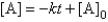  For the reaction A  \to  Products,successive half-lives are observed to be 10.0 min and 40.0 min. -The reaction follows the integrated rate law A)     B)     C)    D)    E) none of these 