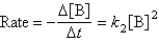  Two isomers (A and B) of a given compound dimerize as follows:    Both processes are known to be second order in reactant,and k<sub>1 </sub>is known to be 0.25 L/mol·s at 25°C,where   <sup> </sup> In a particular experiment,A and B were placed in separate containers at 25°,where [A]<sub>0</sub> = 1.0  \times  10<sup>-</sup><sup>2</sup> M and [B]<sub>0</sub> = 2.5  \times  10<sup>-</sup><sup>2</sup> M.It was found that [A] = 3[B] after the reactions progressed for 3.0 minutes. -Calculate the value of   where <sup> </sup> <sup> </sup>   <sup> </sup> A) 2.2 L/mol·s B) 0.75 L/mol·s C) 1.9 L/mol·s D) 0.21 L/mol·s E) none of these 
