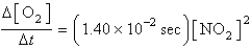 The reaction   obeys the rate law:   at 500.K. If the initial concentration of NO<sub>2</sub> is 1.00 M,how long will it take for the [NO<sub>2</sub>] to decrease to 35.8% of its initial value? A) 45.9 s B) 73 s C) 128 s D)    s E) cannot be determined from this data