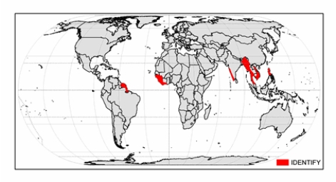 The climate shown on the map below is   A)  tropical savanna. B)  Mediterranean dry-summer. C)  marine west-coast. D)  tropical monsoon. E)  tropical rainforest.