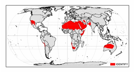 The climate shown on the map below is   A)  hot low-latitude desert. B)  tropical savanna. C)  cold midlatitude steppe. D)  hot low-latitude steppe. E)  tropical rainforest.