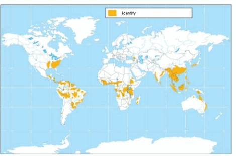 The soil order shown on the map is   A)  andisols. B)  alfisols. C)  oxisols. D)  aridisols. E)  ultisols.