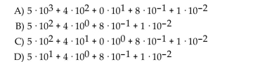 Write the following as a sum using powers of 10 to show place value. 540.81