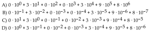 Write the following as a sum using powers of 10 to show place value. 0.300398