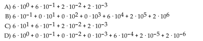 Write the following as a sum using powers of 10 to show place value. 6.000622
