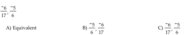 Arrange the fractions in ascending order. Or, if the fractions are equivalent, answer Equivalent.