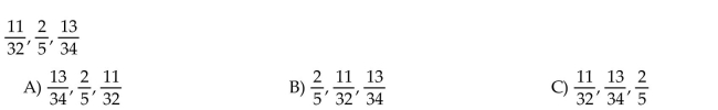 Arrange the fractions in ascending order. Or, if the fractions are equivalent, answer Equivalent.