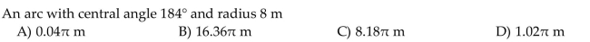 Find the arc length. Leave your answer in terms of pi.