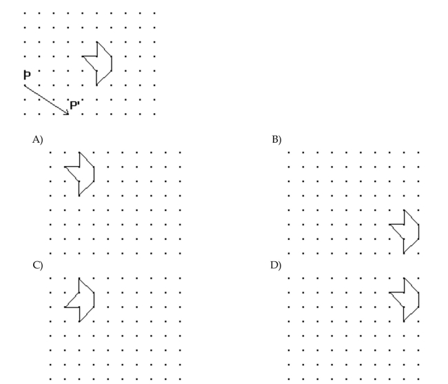 The image of a figure under the translation that takes P to P' is shown. Find the original figure. Note again, the given figure is the image after translation.