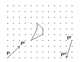 Solve the problem. -Shown is the image of a figure under the two successive translations that take P to P' and then P' to P''. Find the original figure. Note again, the given figure is the image after translation. Hint: First Find the final image of a point if it were translated by both translations. Then what happens in the Reverse process?    A)     B)     C)     D)       