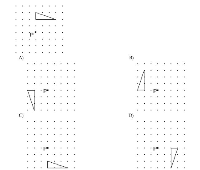 Find the image of the given figure under a 90° clockwise rotation about P.
